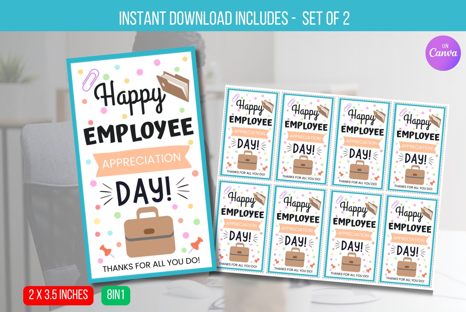 EDITABLE Happy Employee Appreciation Day Gift Tag, Employee Appreciation Tags, Staff Appreciation Gift For Employees Instant Download