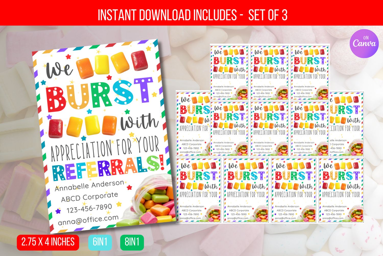 EDITABLE Bursting with Appreciation Realtor Pop by Gift Tag, Real Estate Agent Marketing Candy, Referrals Business Marketing Tags Download