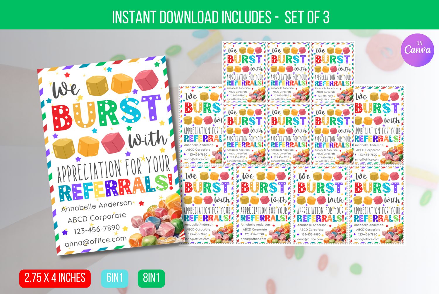 EDITABLE Bursting with Appreciation Realtor Pop by Gift Tag, Real Estate Agent Marketing Candy, Referrals Business Marketing Tags Download
