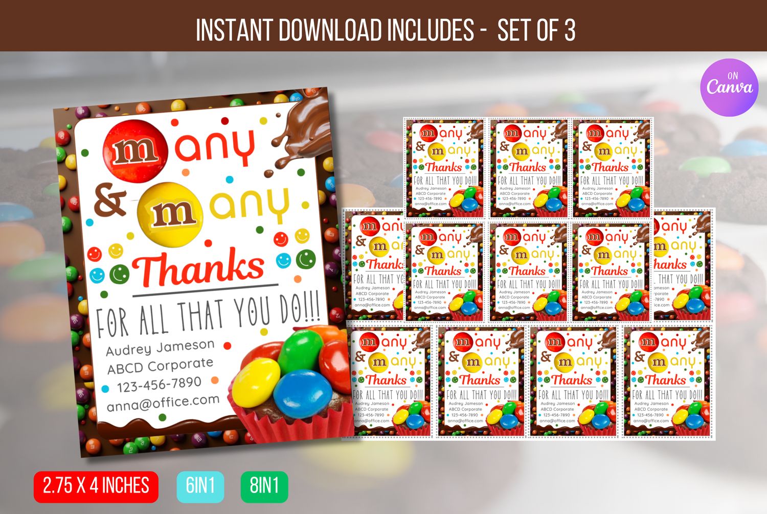 EDITABLE Many and Many Thanks for all you do gift Tags for Appreciation, Staff Appreciation, M&amp;M Employee tags, Co-worker Instant Download
