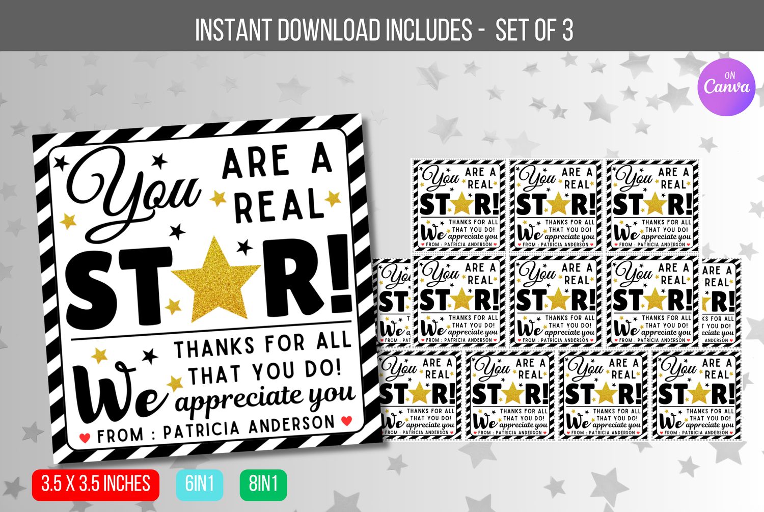 EDITABLE You Are A Star, Teacher Appreciation Week Employee Nurse Staff, Hollywood Theme Thank you Idea, Appreciation Tags Instant Download