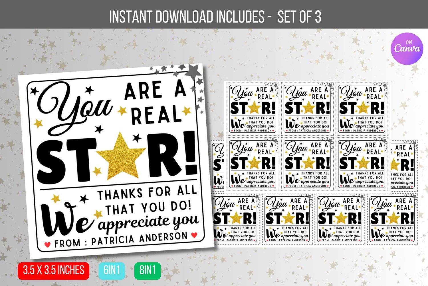 EDITABLE You Are A Star, Teacher Appreciation Week Employee Nurse Staff, Hollywood Theme Thank you Idea, Appreciation Tags Instant Download