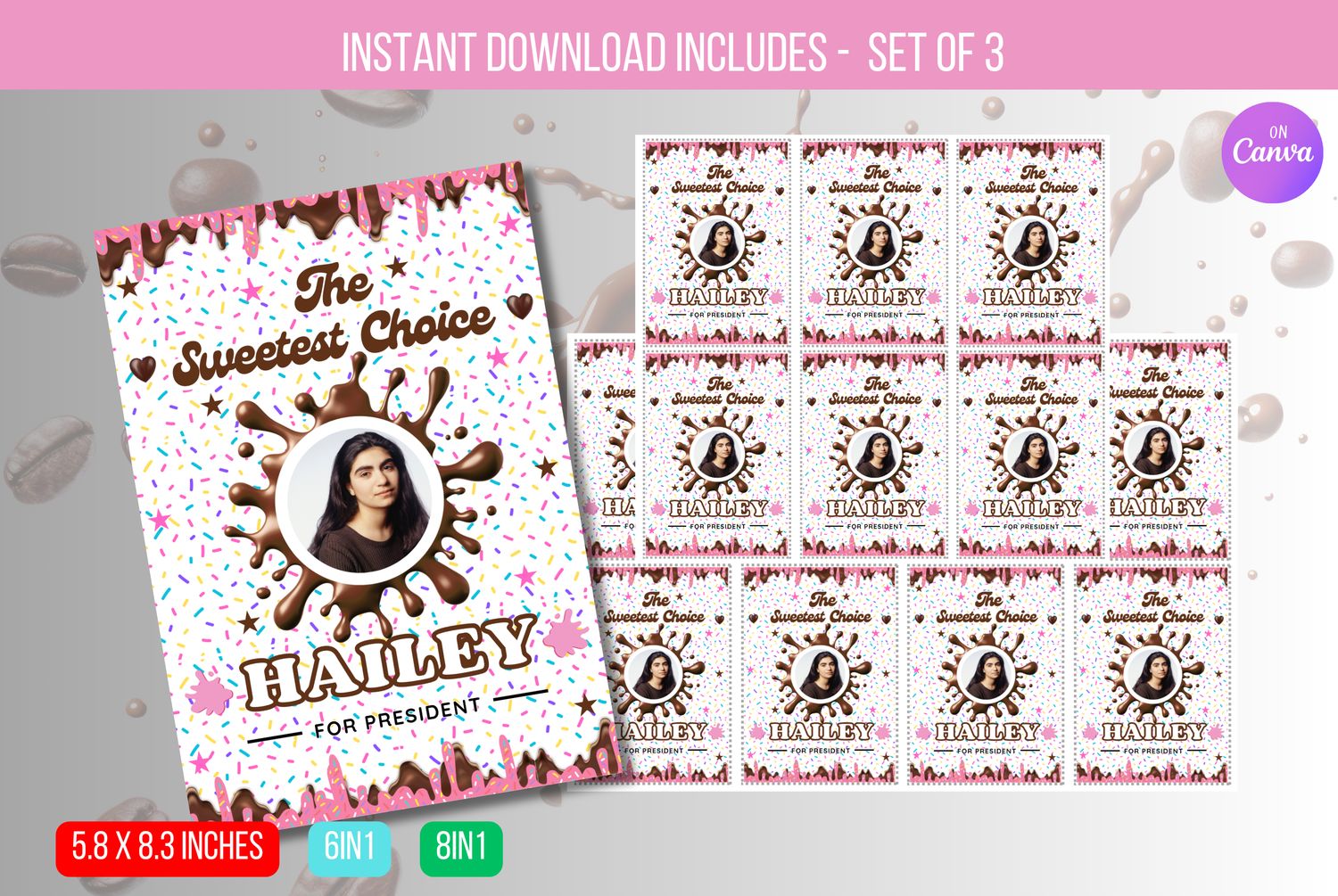 EDITABLE Election Campaign Voting Cards, Chocolate candy tag, Class President, Vote for Me, Homecoming Queen, Homecoming King Download