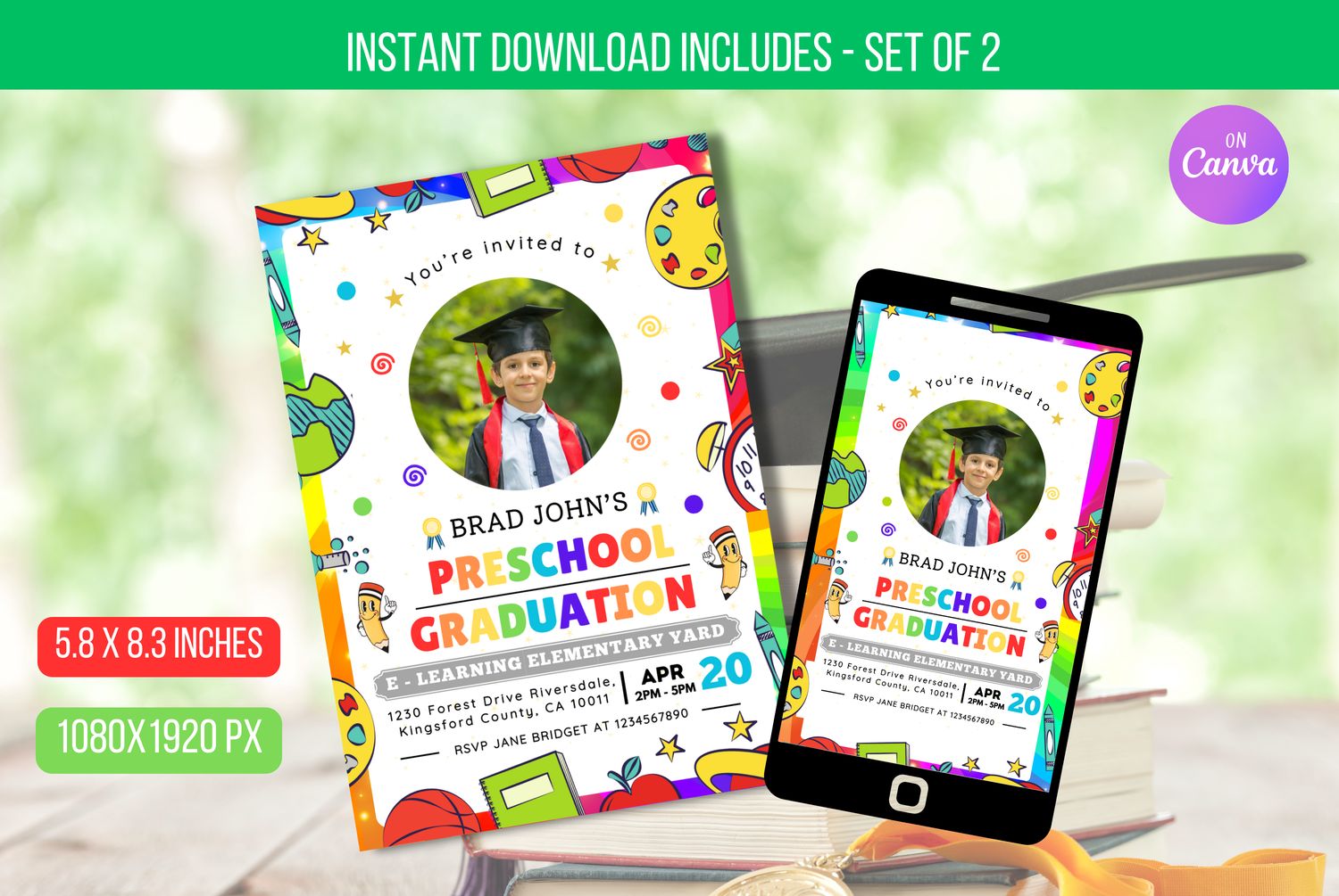 EDITABLE Preschool Graduation Invitation, Celebration Graduation Invite, Graduate Party Modern Graduation Party Invite School Template