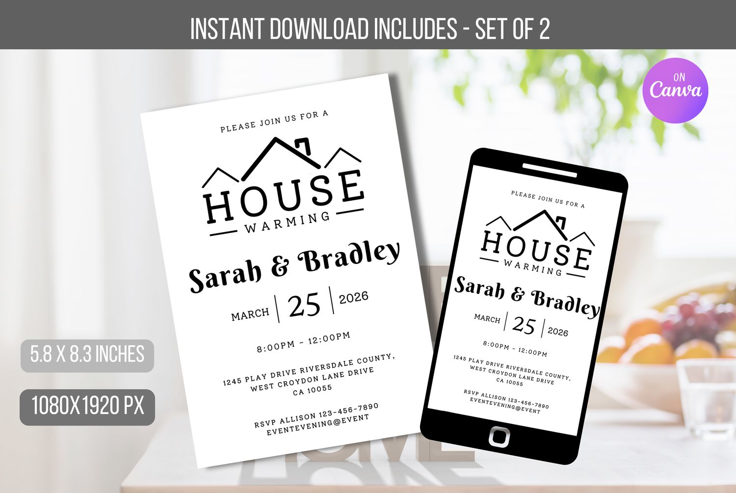 EDITABLE  House Warming Party, House Warming Invitation, Modern, Minimalist, Digital, House Party Invite Instant Download