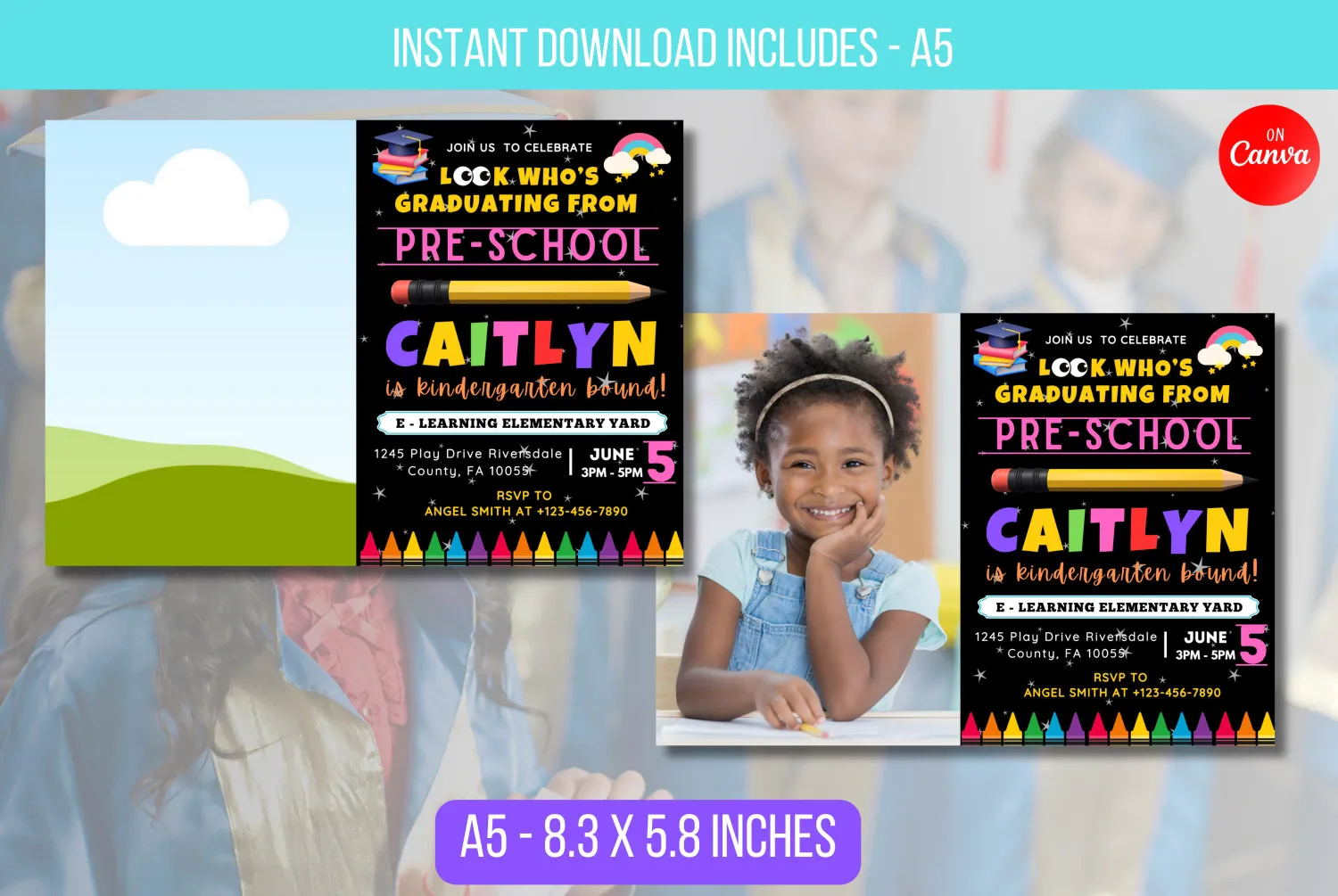 EDITABLE Look Who&#39;s Graduating, Graduation Invitation, Kindergarten Preschool Pre K Graduate School Last Day of School Diploma Certificate