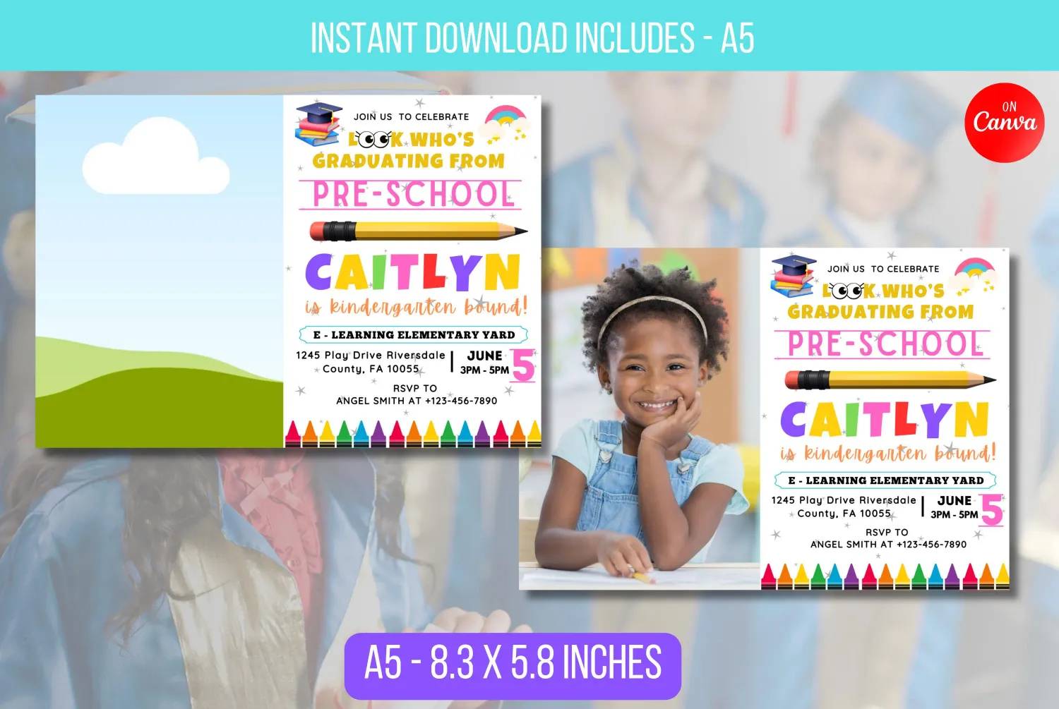 EDITABLE Look Who&#39;s Graduating, Graduation Invitation, Kindergarten Preschool Pre K Graduate School Last Day of School Diploma Certificate