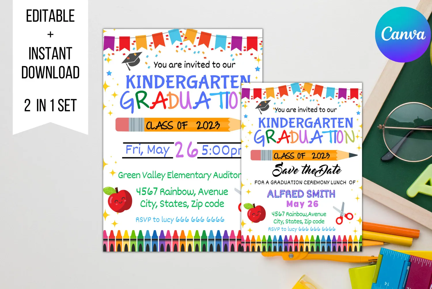 Graduation Announcement and Invitation Digital Template | Graduation Electronic Invite | Text Evite | Editable Canva Template | Party Invite