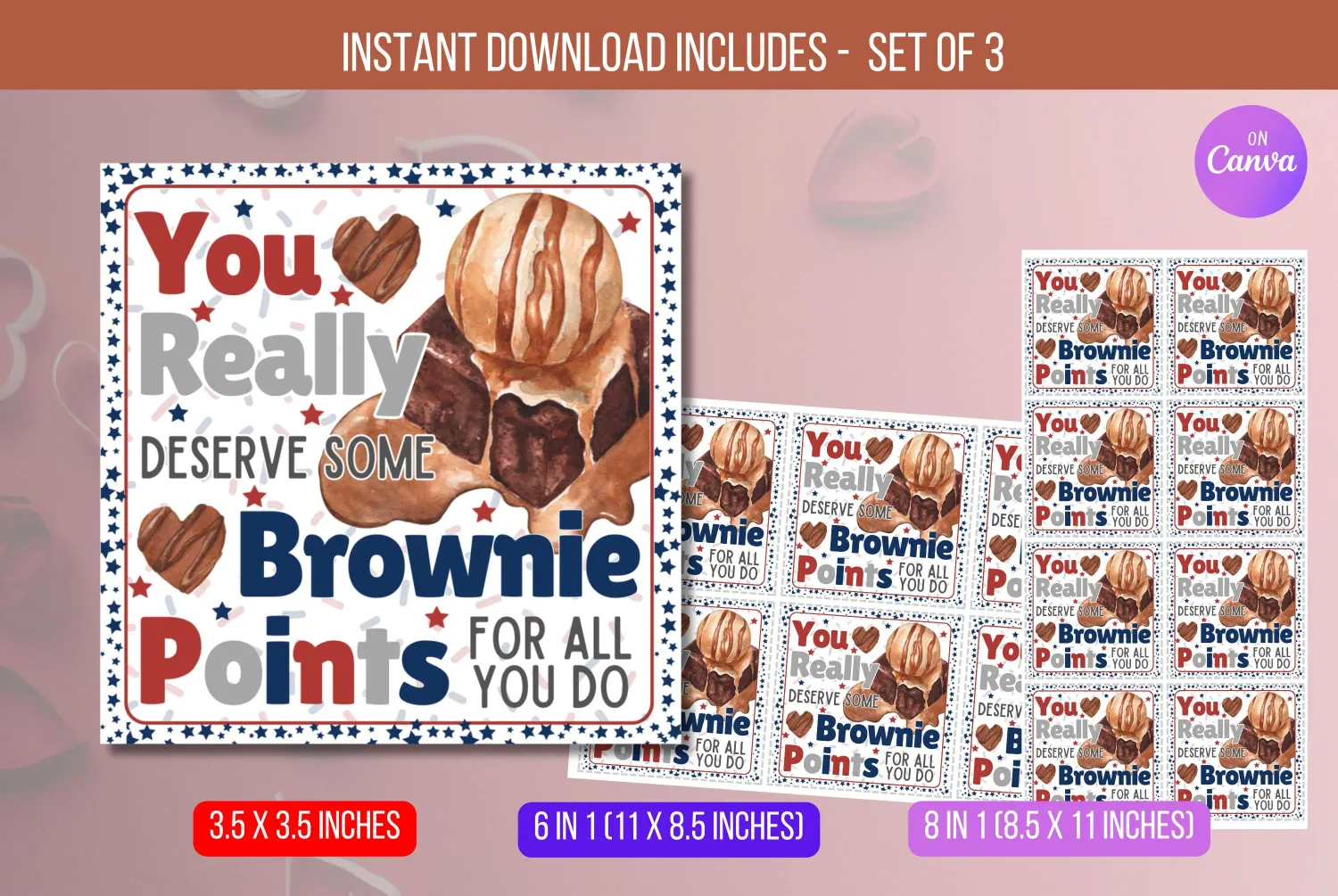 EDITABLE 4th Of July Brownie Appreciation Gift Tags, You Really Deserve Brownie Tag, Employee Teacher Appreciation Tags Instant Download
