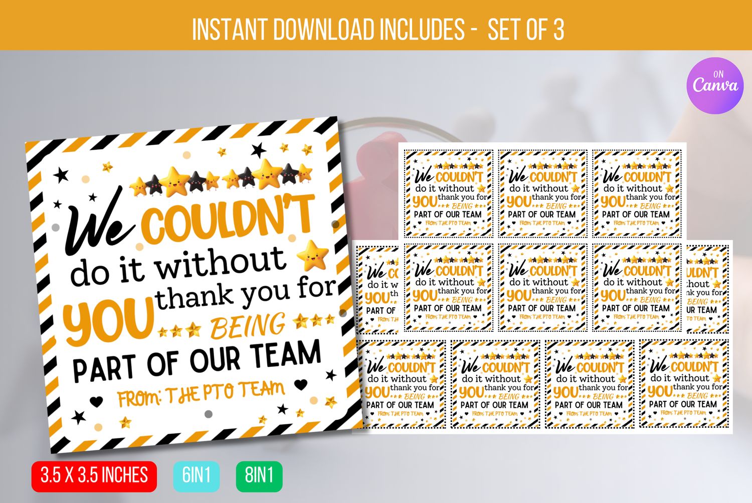 EDITABLE We couldn&#39;t do it without you Tag, Employee Appreciation Gift Tag, Thank You Essential Worker, Frontline Worker Tag Download