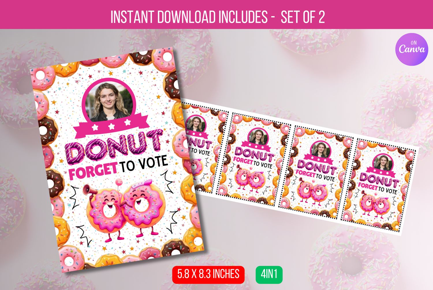 EDITABLE Donut Forget To Vote, Presidential Campaign, Class Campaign President High School Student Council Campaign Poster, Instant Download