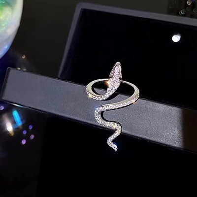 Unisex Silver Snake Ring