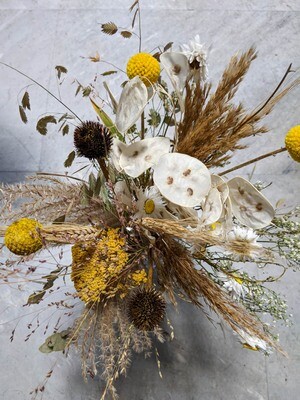 Silberlingstrauss mit Gräser