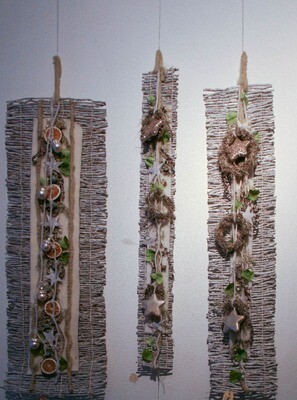 Wandhänger schmal mit Trockenblumen Natürlich