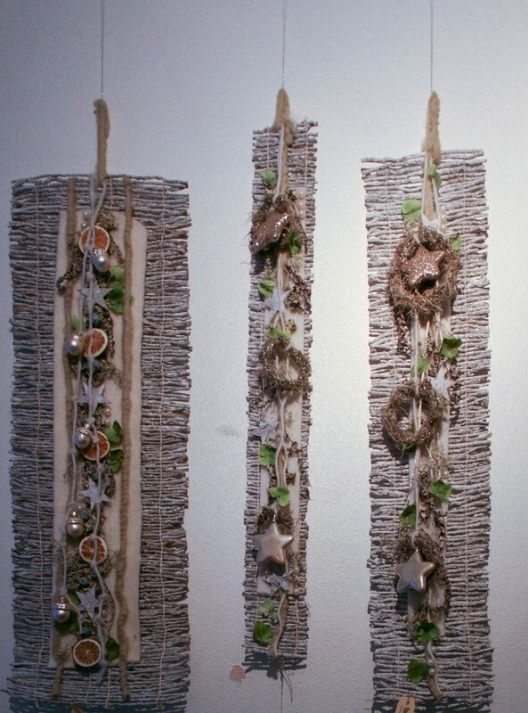 Wandhänger schmal mit Trockenblumen Natürlich