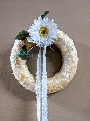 Silberling Kranz mit Gerberablüten