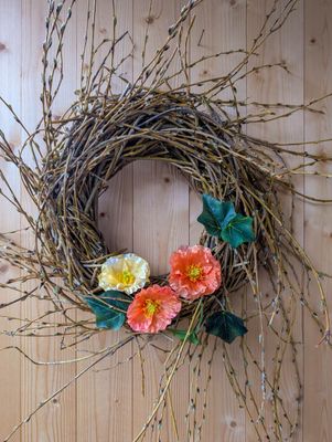 Weidenkranz mit Seidenblumen