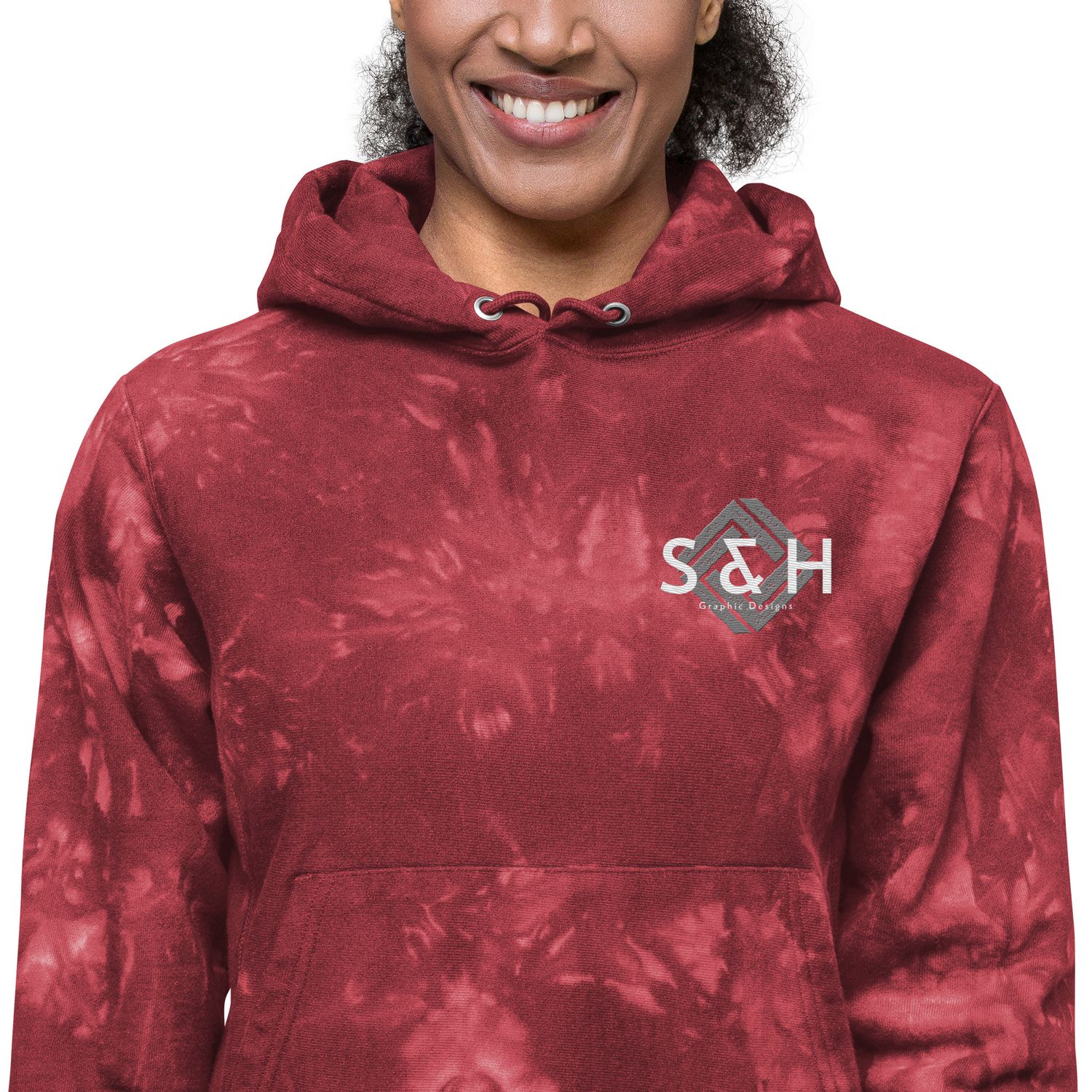 Embroidered S&amp;H Unisex Champion tie-dye hoodie