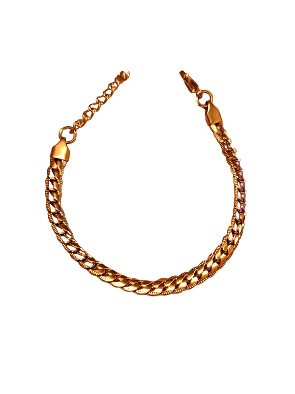 Curb bracelet and ion plated rose gold stingless steel