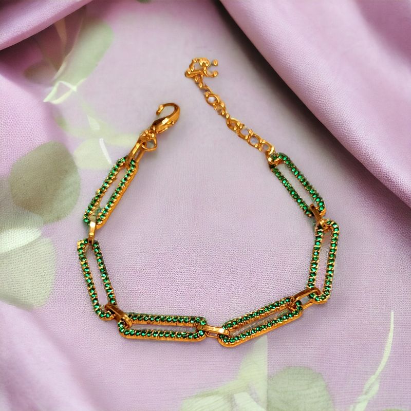 Neon green austrian crystal paper clip chain bracelet