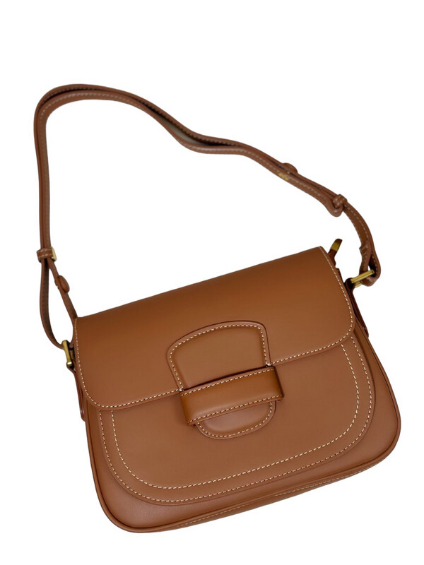 Angellete Portable Flap Cowhide Leather Messenger  Retro Bag