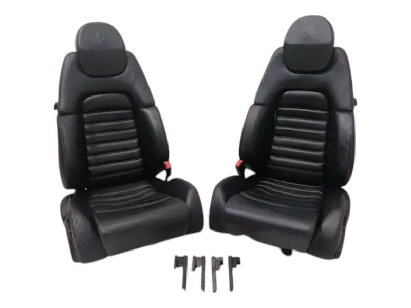 ORIGINAL OEM FERRARI 360 F131 Modena F360 SPORT SEATS BLACK LEATHER PAIR ELECTRO