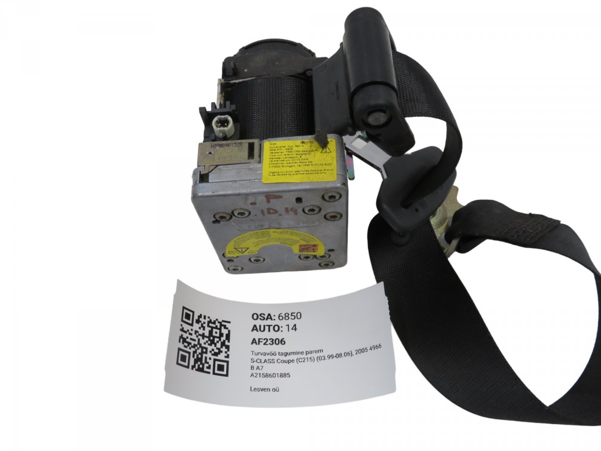 Mercedes-Benz C (W203) Seat Belt Rear Right A21586018859C94 A2158601885 2158601885 Seat Bel...