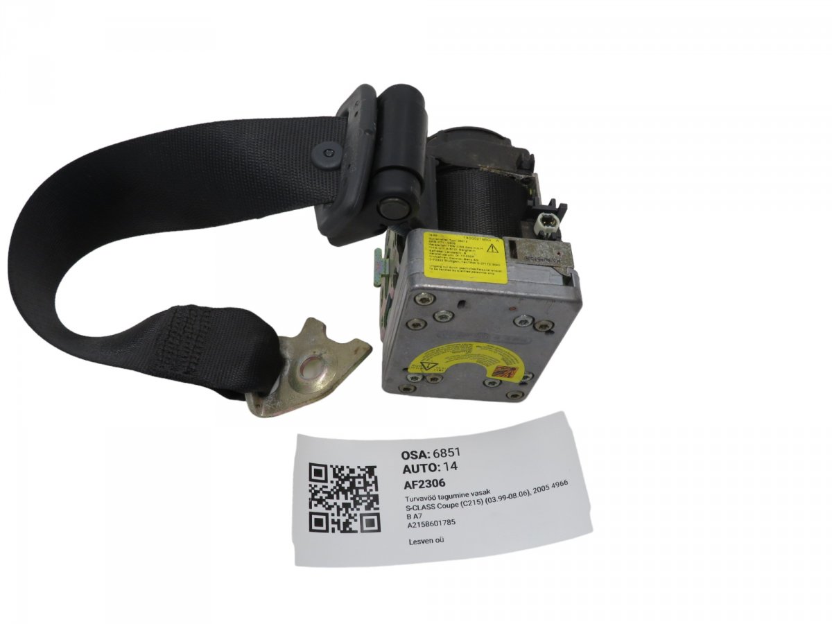 Mercedes-Benz C (W203) Seat Belt Rear Left A21586017859C94 A2158601785 2158601785 Seat Bel...