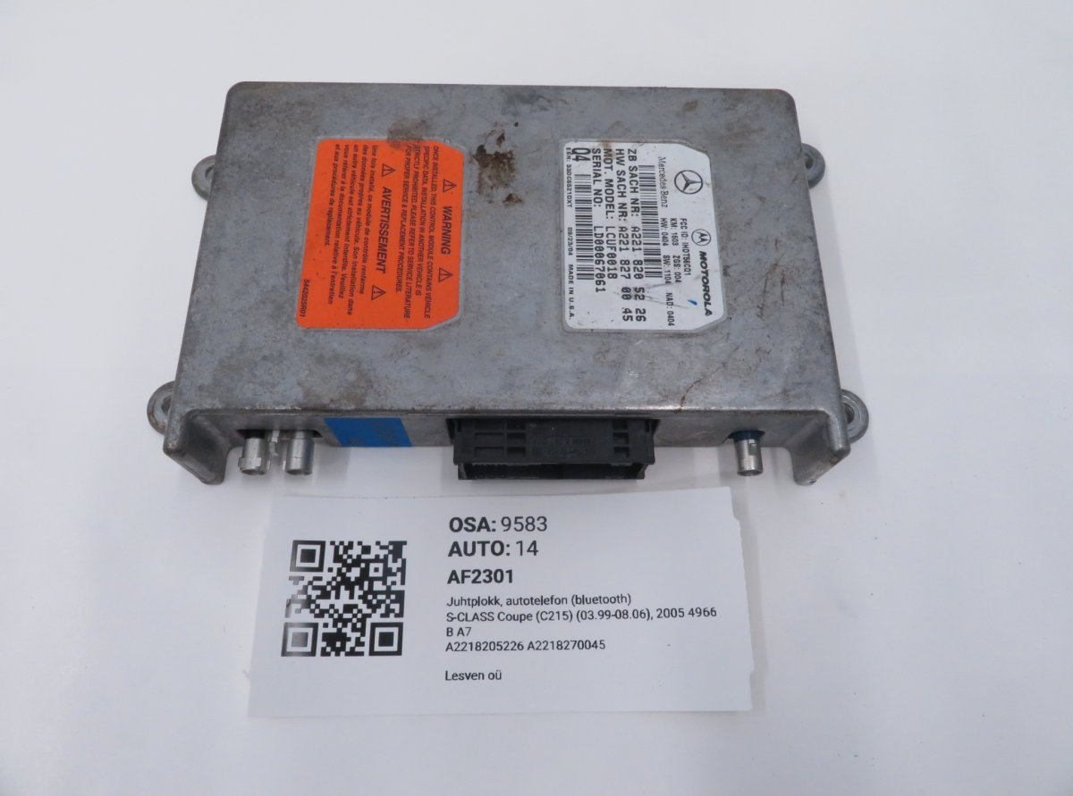 Mercedes-Benz C (W203) Phone / bluetooth control unit A2218205226 2218205226 Phone / bluetooth contro...