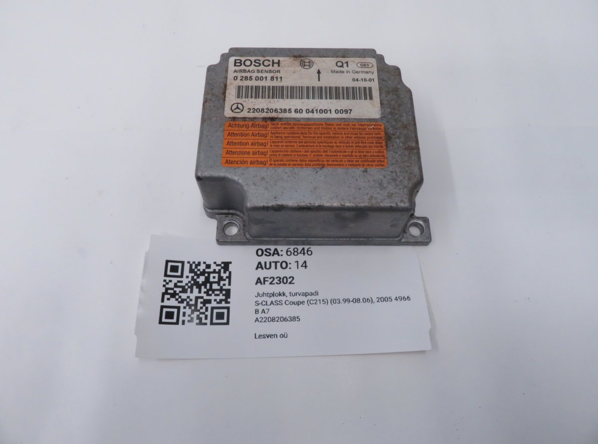 Mercedes-Benz C (W203) Airbag Control Unit A2208206385 2208206385 Airbag Control Unit MERC...
