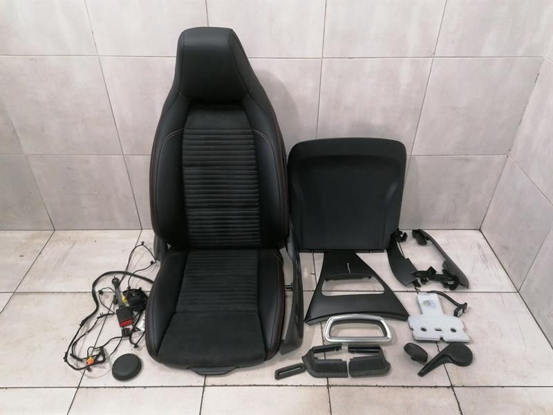 MERCEDES CLA W117 C117 SEAT PAD SET SPORT ALCANTARA W176 AMG BLACK RED LINK LEFT
