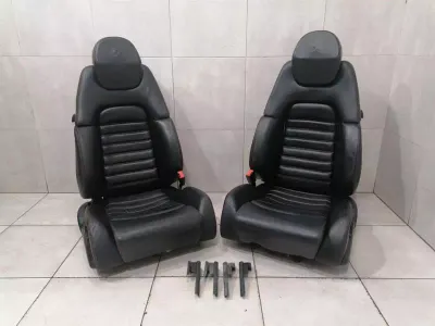 ORIĢINĀLĀ OEM FERRARI 360 F131 MODENA F360 SPORTA SĒDEKĻI MELNĀS ĀDAS PĀRIS ELECTRO