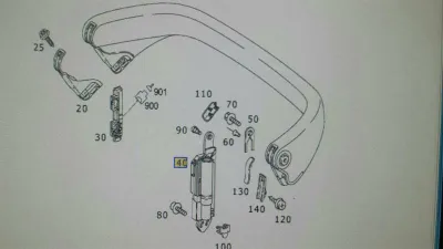 Mercedes SL R230 Pałąk bezpieczeństwa hydrauliczny LI A2308600135 Pałąk bezpieczeństwa hydrauliczny lewy.