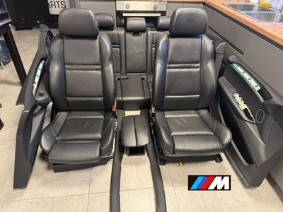 ORYGINALNE BMW X5 M E70 Sport Czarne skórzane wnętrze komplet foteli i paneli drzwiowych