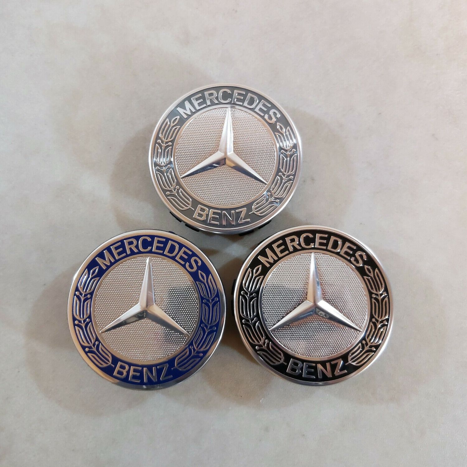 Genuine Mercedes Benz Center Cap Wheel OEM Logo Chrome Star Blue Black Gray 75mm