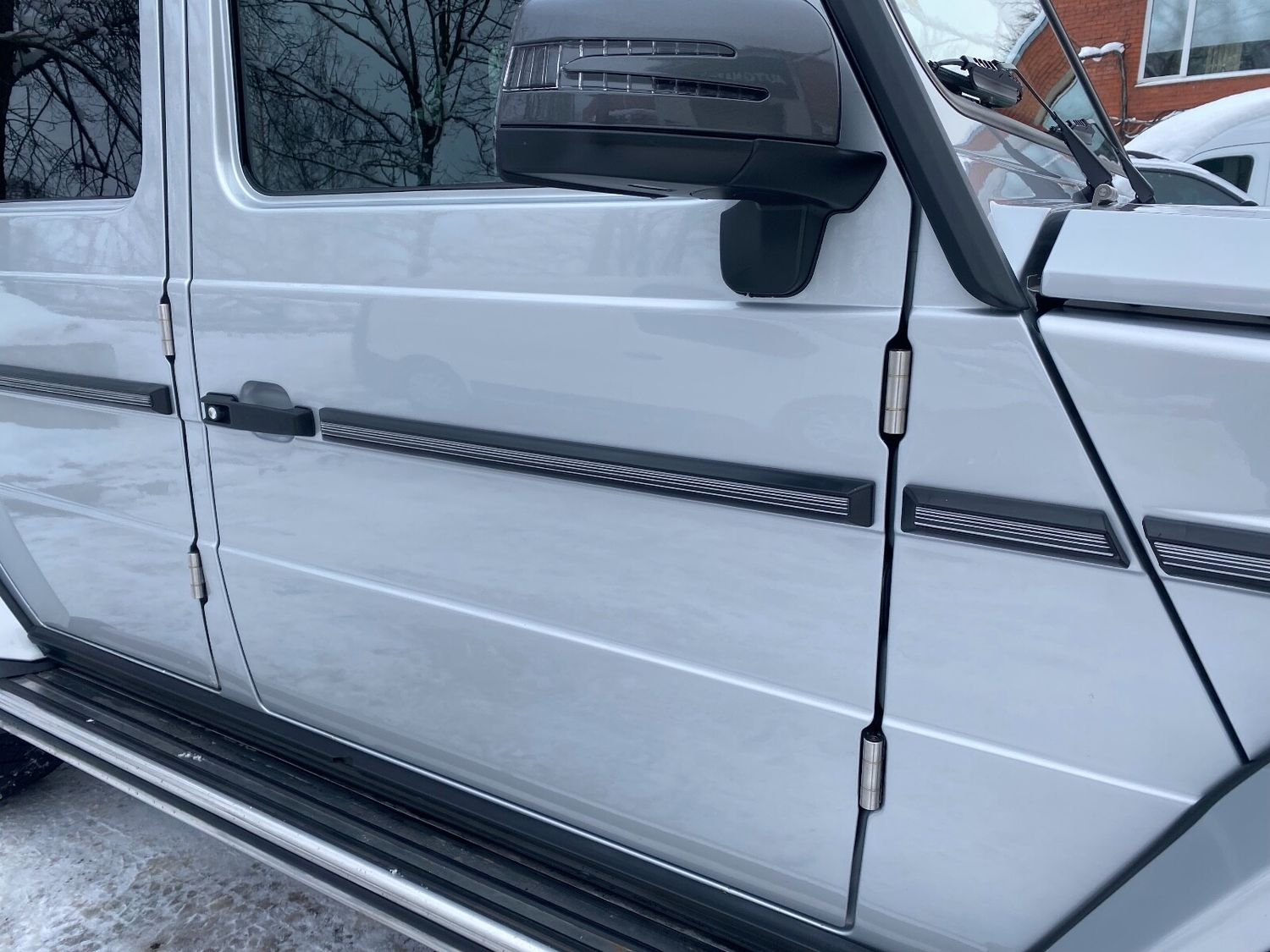 ROSTFRITT STÅL Mercedes W463 G klass Fram Bak LH RH 4 Dörrsgångjärn SET 8st