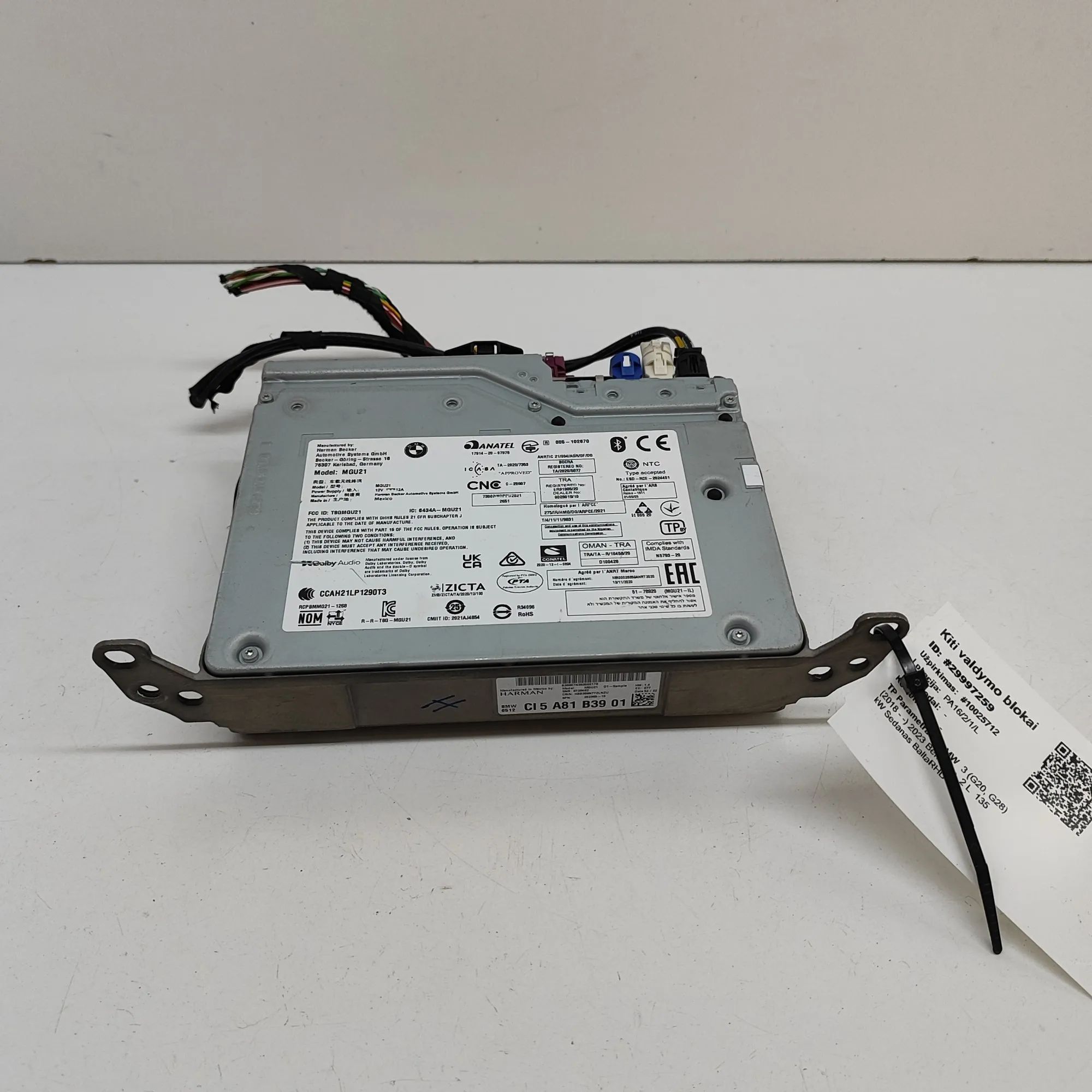 BMW 3 (G20 / G21) Music Radio CD Player Head Unit 5A81B39 Music Radio CD Player Head Unit BMW 3 S...