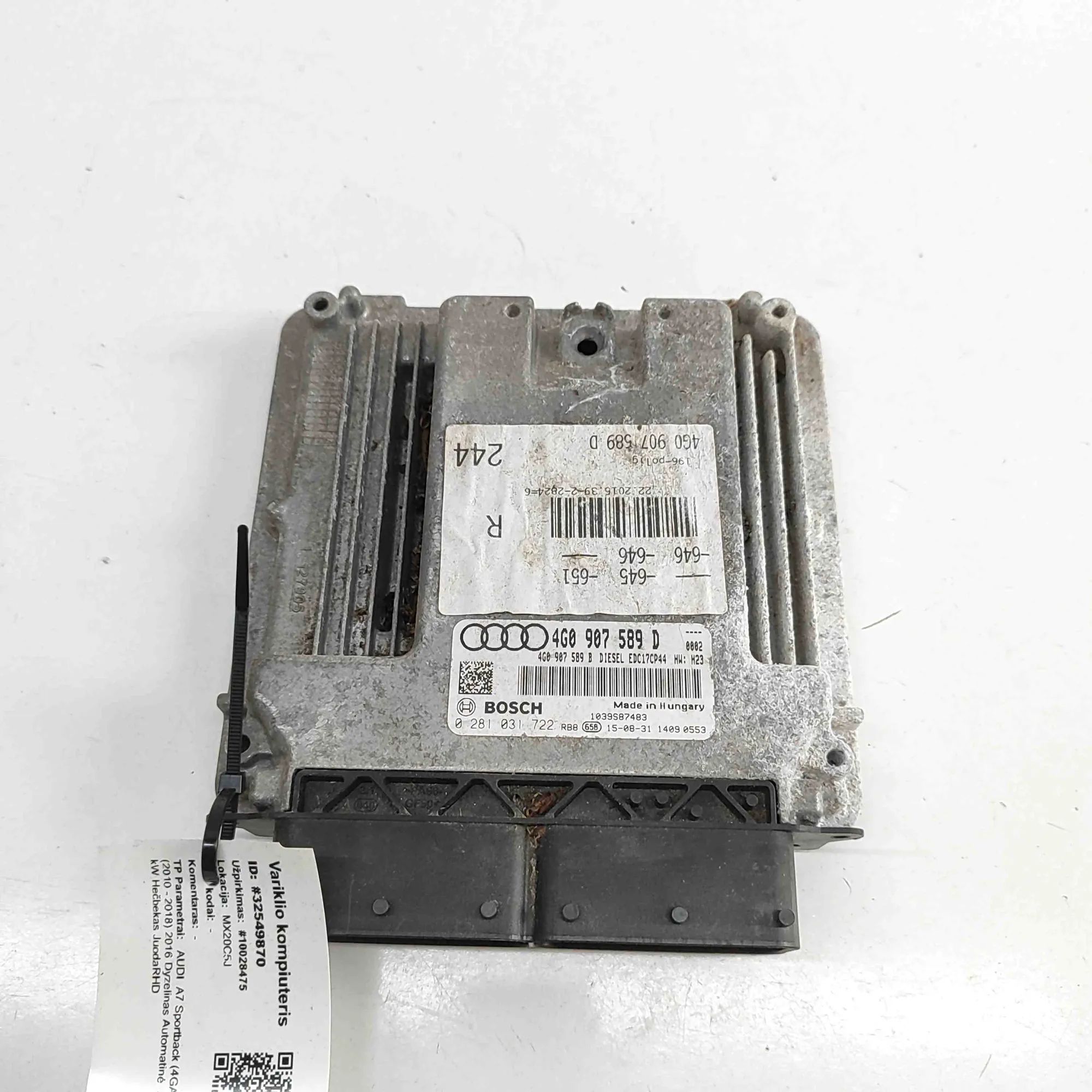 Audi A7 (4G) Engine Control Unit 4G0907589B, 0281031722, 1039S87483, 4G0907589D ...