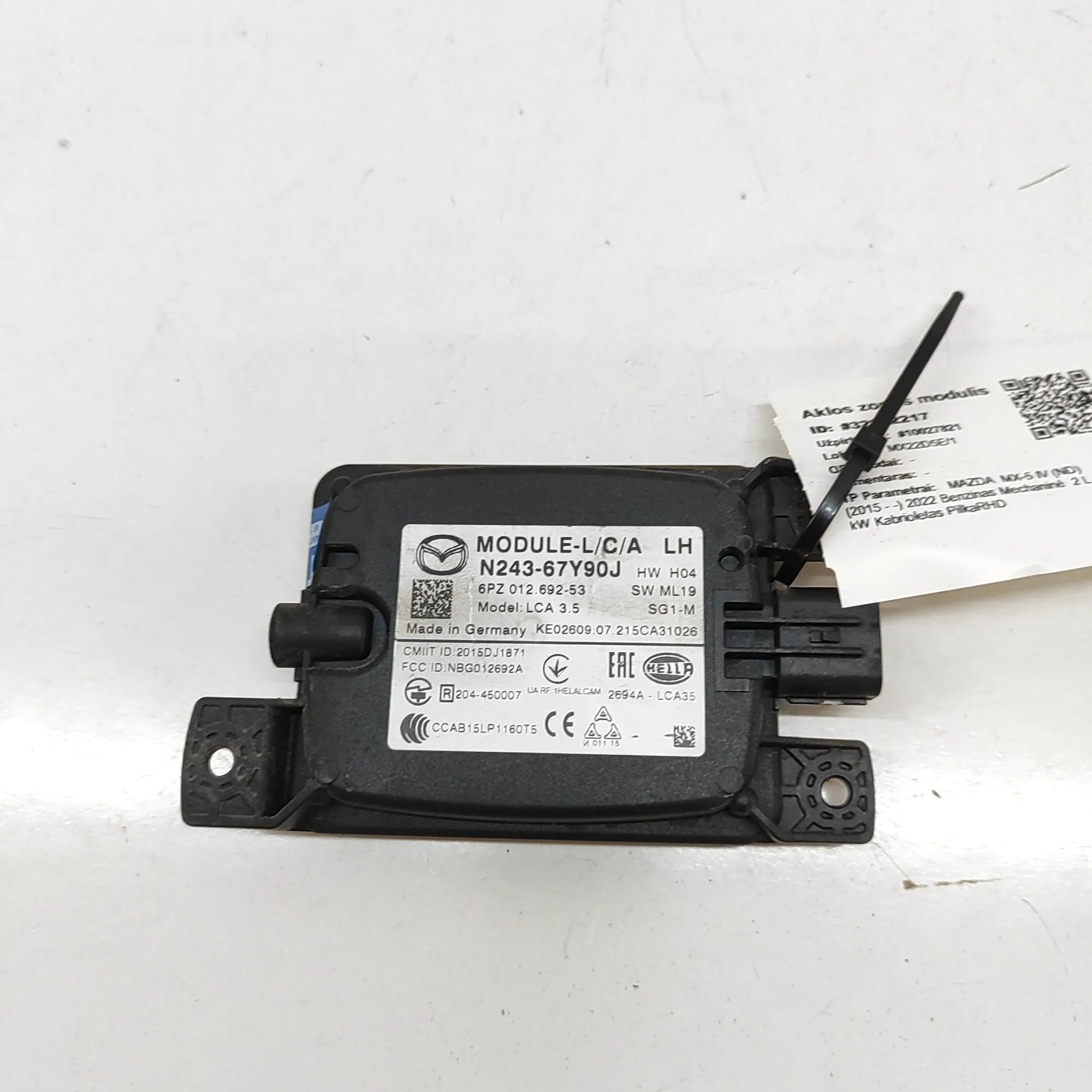 Mazda MX-5 Blind Spot Control Module 6PZ012692, N243-67-Y90J Blind Spot Control Modu...