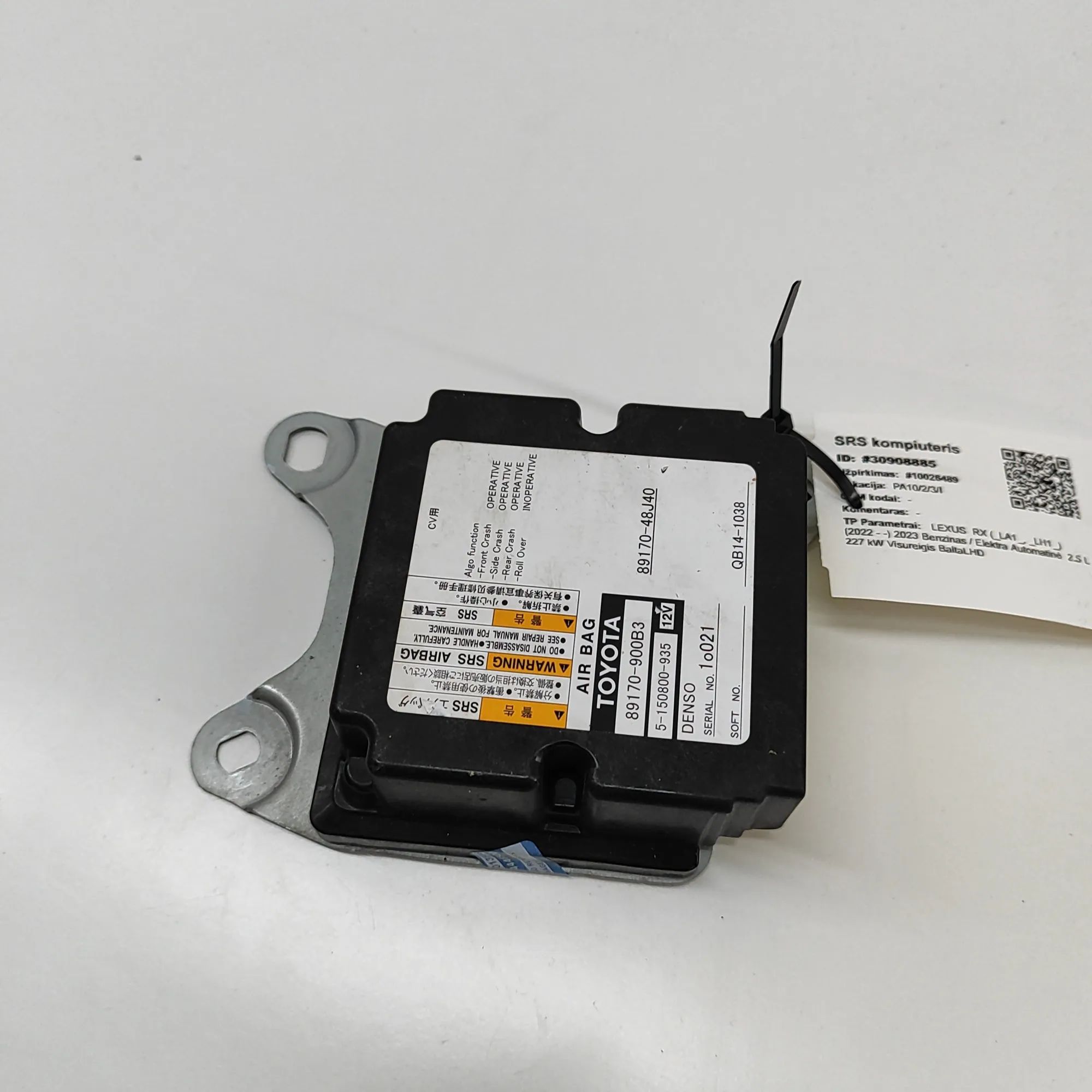 Lexus RX SRS Control Unit 89170-48J40, 89170-900B3 SRS Control Unit LEXUS...