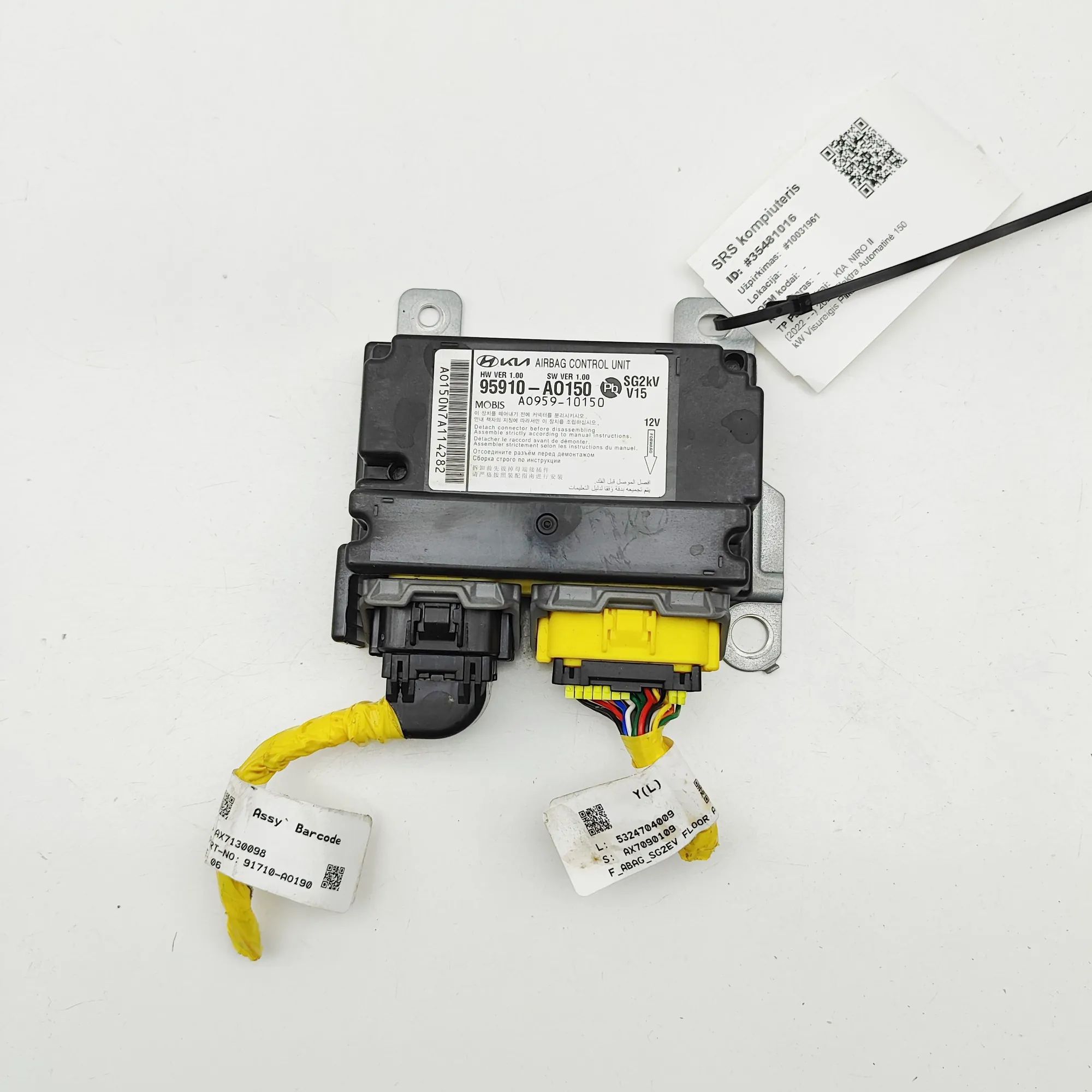 Kia Niro SRS Control Unit AO959-10150, 95910-A0150, A0959-10150 SRS Contr...