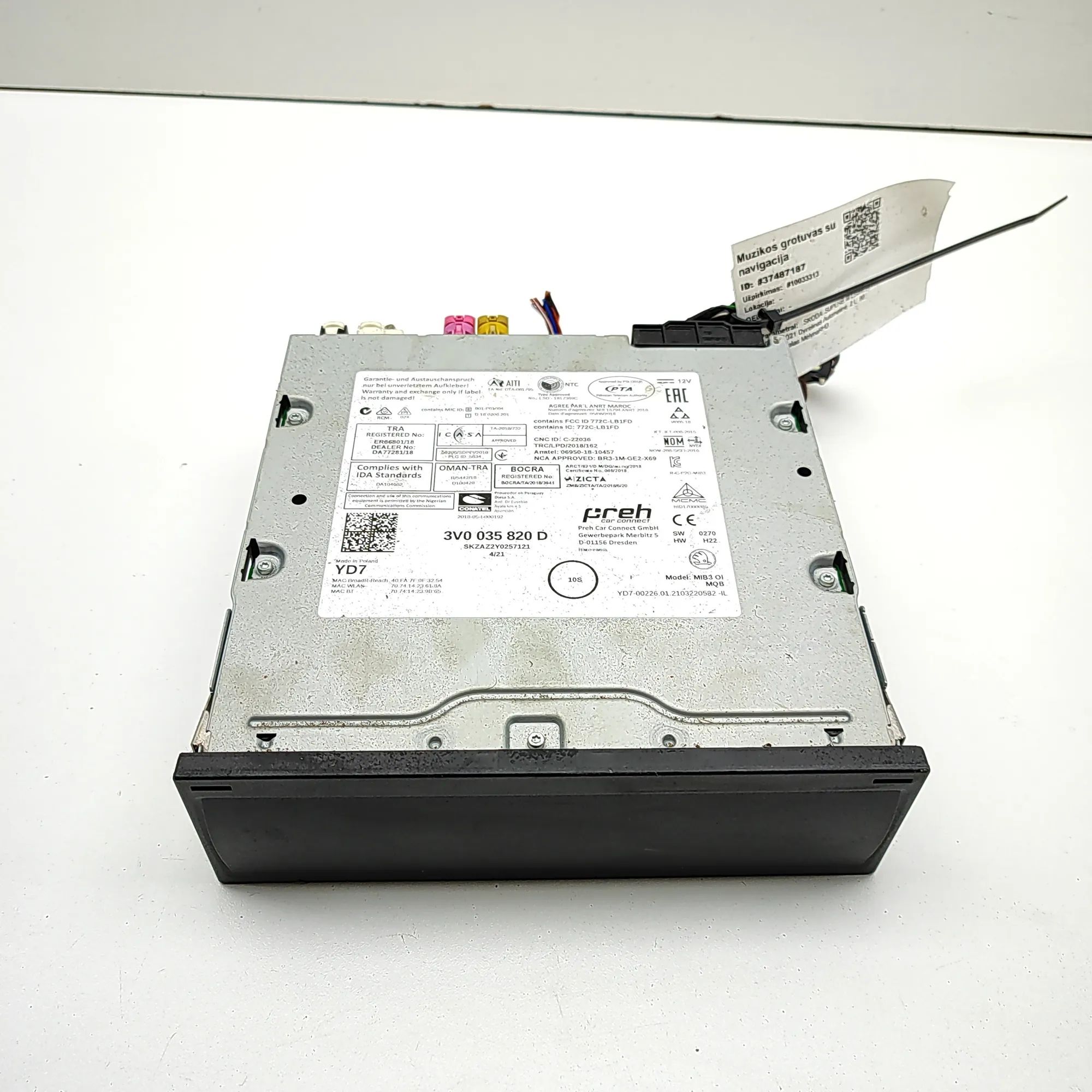 Navigation Control Unit Brand/Model: SKODA SUPERB
Year: 2021
Engine: 20...