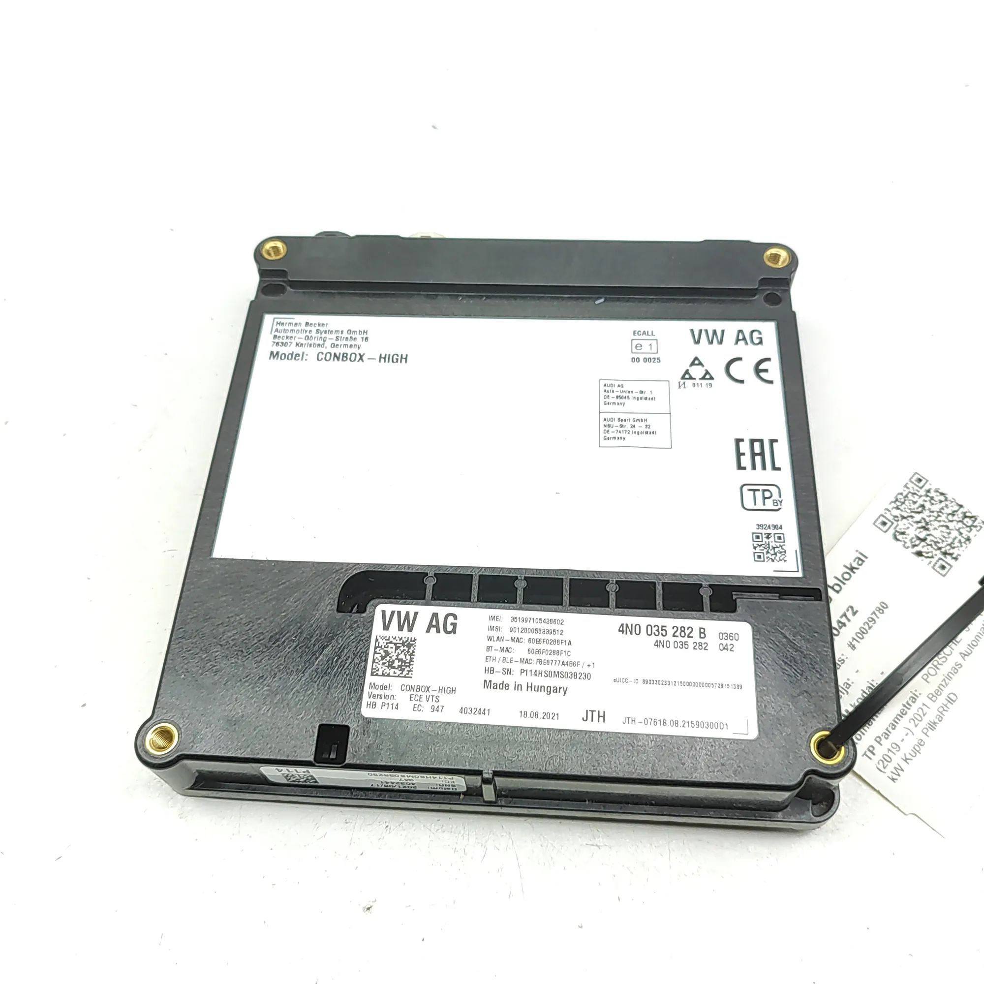 Porsche 911 (992) Phone control unit 4N0035282, 4N0035282B Phone Control Unit PORSCH...