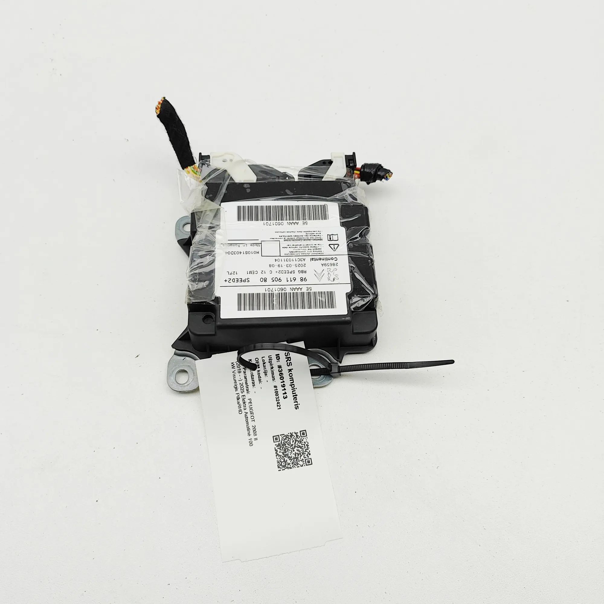 Peugeot 2008 SRS Control Unit A3C11031104, 9861190580 SRS Control Unit PEUGEO...