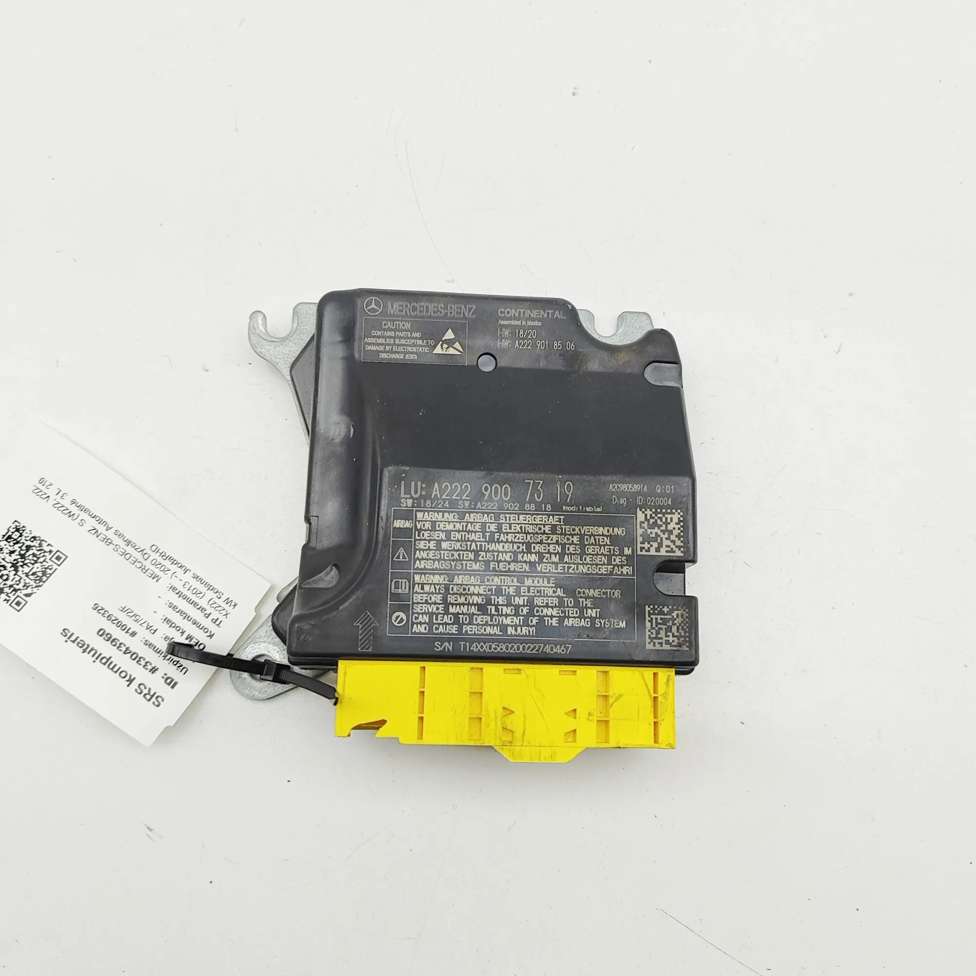 Mercedes-Benz A (W177) SRS Control Unit A2229028818, A2C98058914, A2229018506, A2229007...