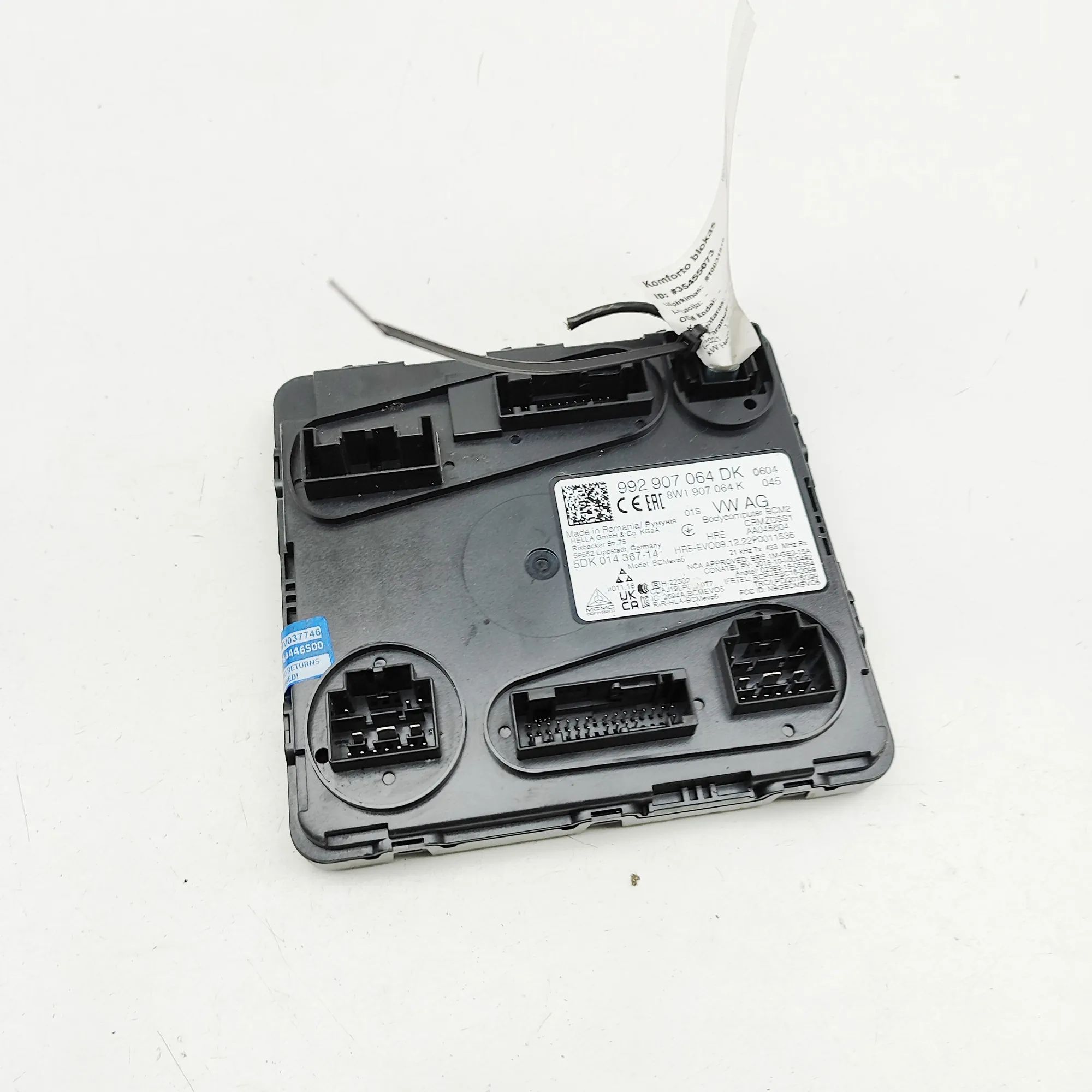 Audi e-tron GT (FW) Comfort Control Unit 8W1907064K, 992907064DK Comfort Control Unit AU...