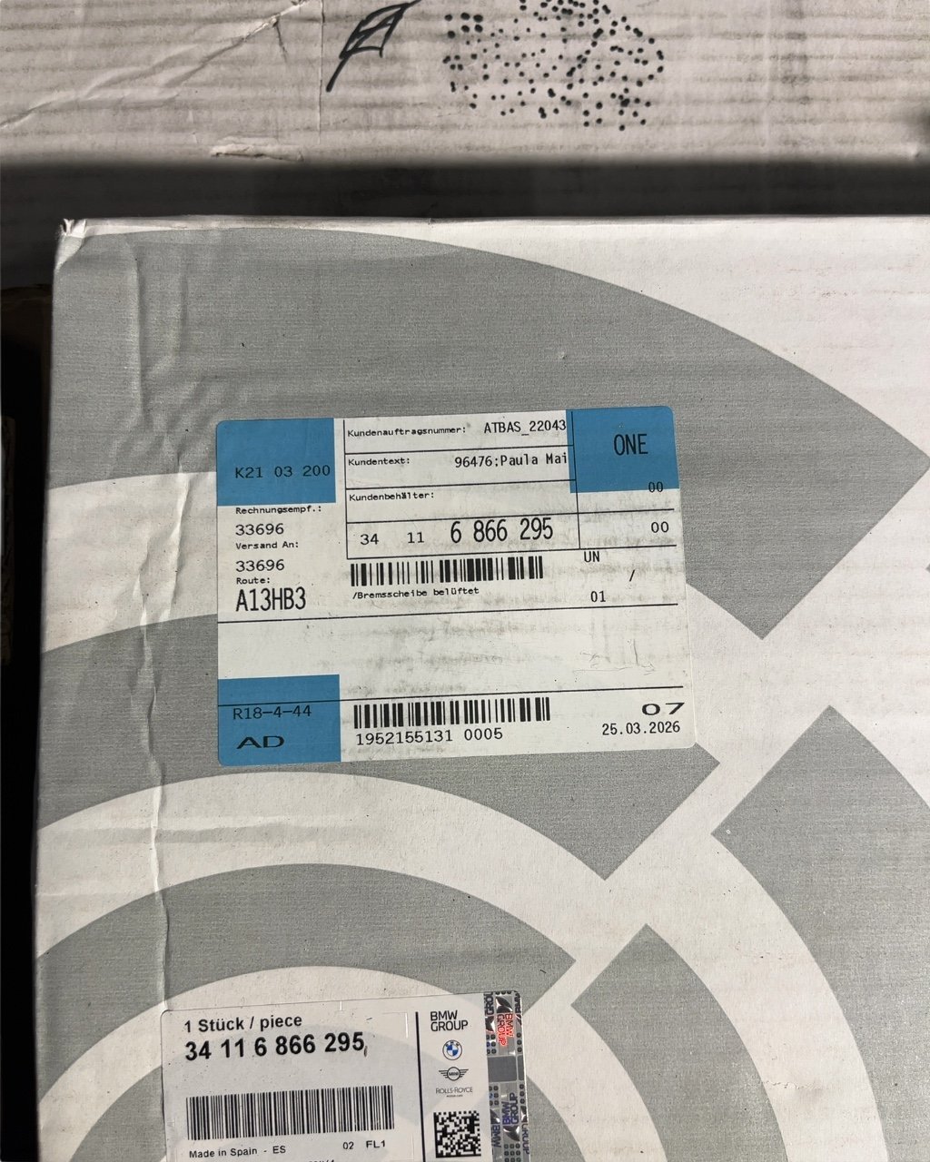 BMW 2 (F22 / F23) Front brake disc BMW 2 SERIES Front brake disc OEM 34116866295

...