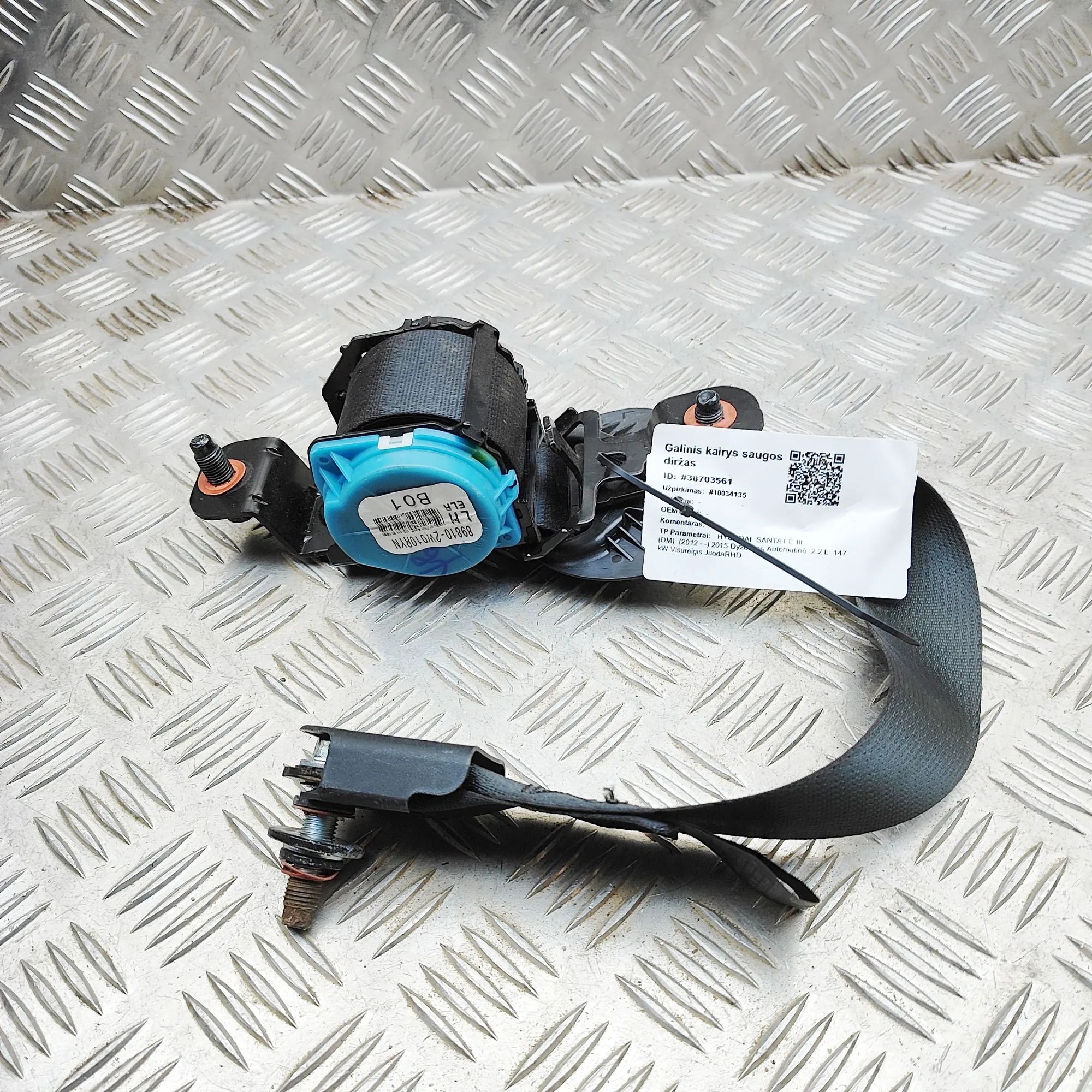 Hyundai Santa Fe Rear Left Seatbelt Rear Left Seatbelt — HYUNDAI SANTA FE (DM) (201...