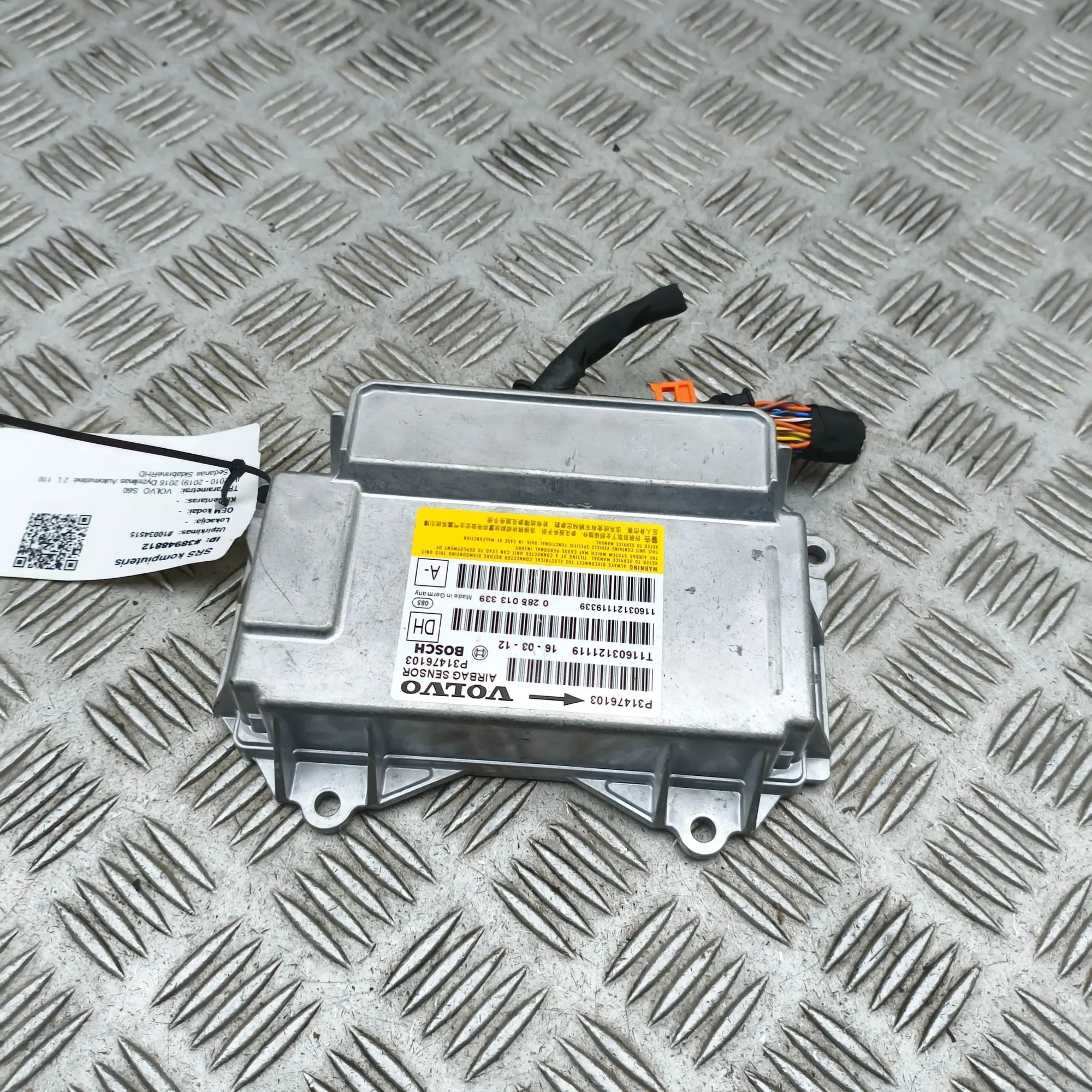 Volvo S60 SRS Control Unit SRS Control Unit — VOLVO S60 (II) (2010-2019) —...