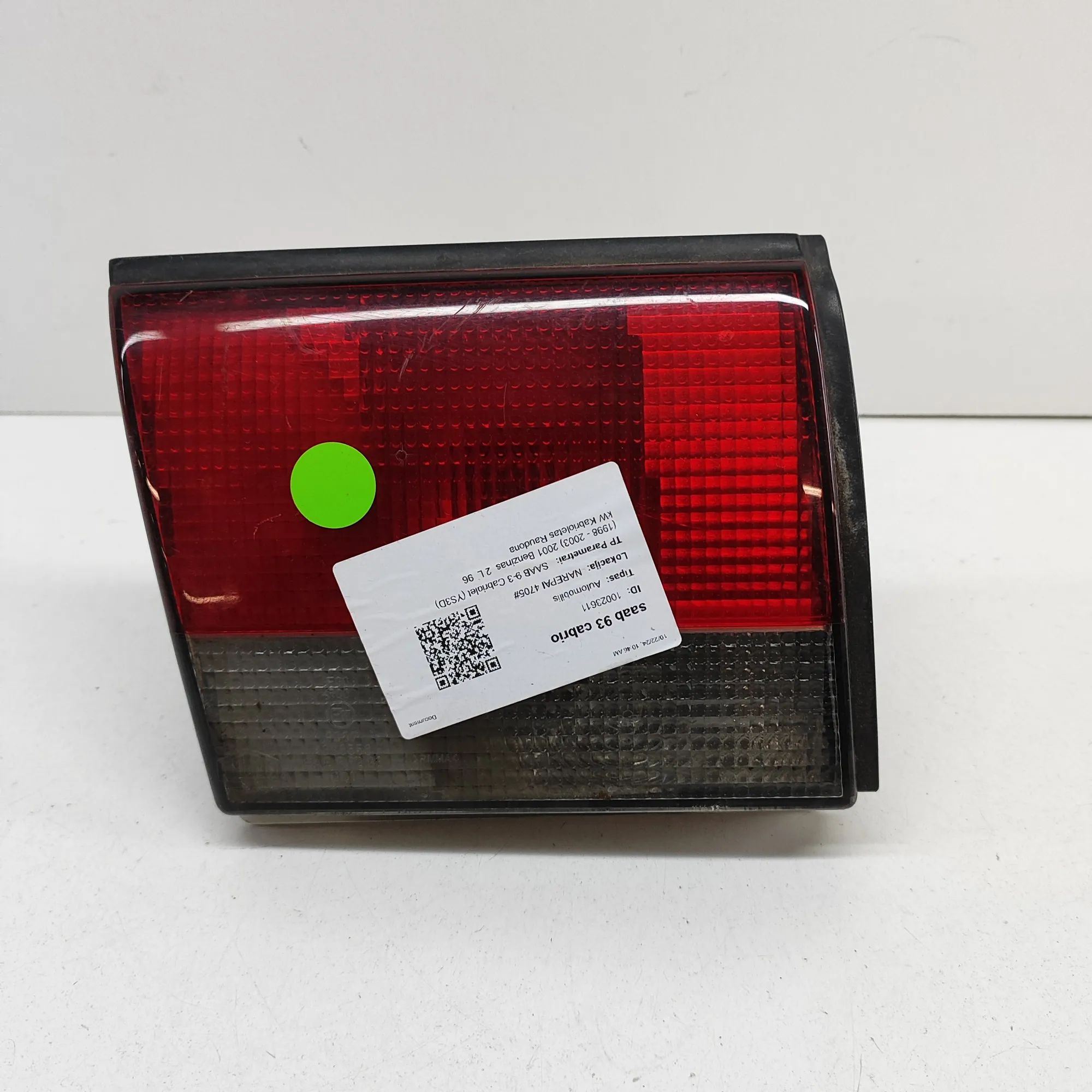 Saab 9-3 Left Side Tailgate Tail Light Left Side Tailgate Tail Light — SAAB 9-3 Cabrio...